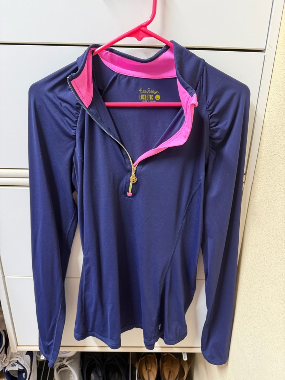Lilly Pulitzer Navy & Hot Pink Quarter-Zip luxlethic